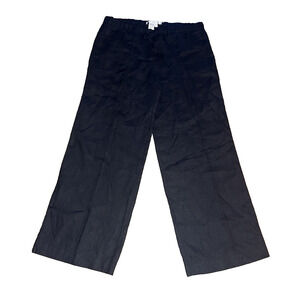 Max Studio Black 100 Linen Drawstring Pants Wide Leg Pockets Womens Large $98